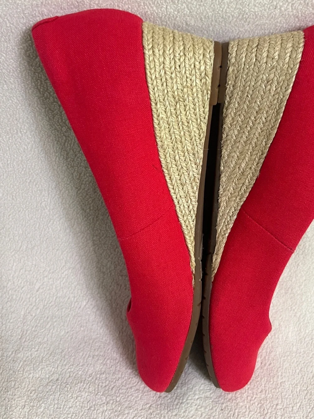 Clarks Mallory Luna Platform Wedge Shoes Red Slip On Women's Size 8.5